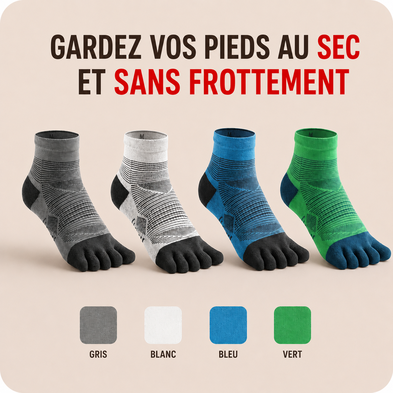 PureStride™ | Chaussettes Running Anti-Frottement Sport (Maintien Renforcé)