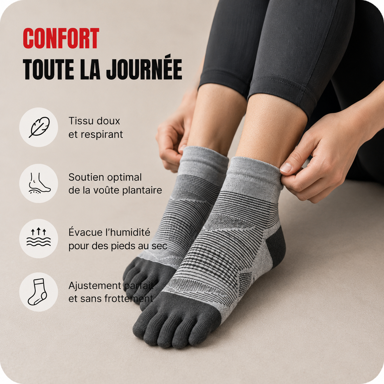 PureStride™ | Chaussettes Running Anti-Frottement Sport (Maintien Renforcé)