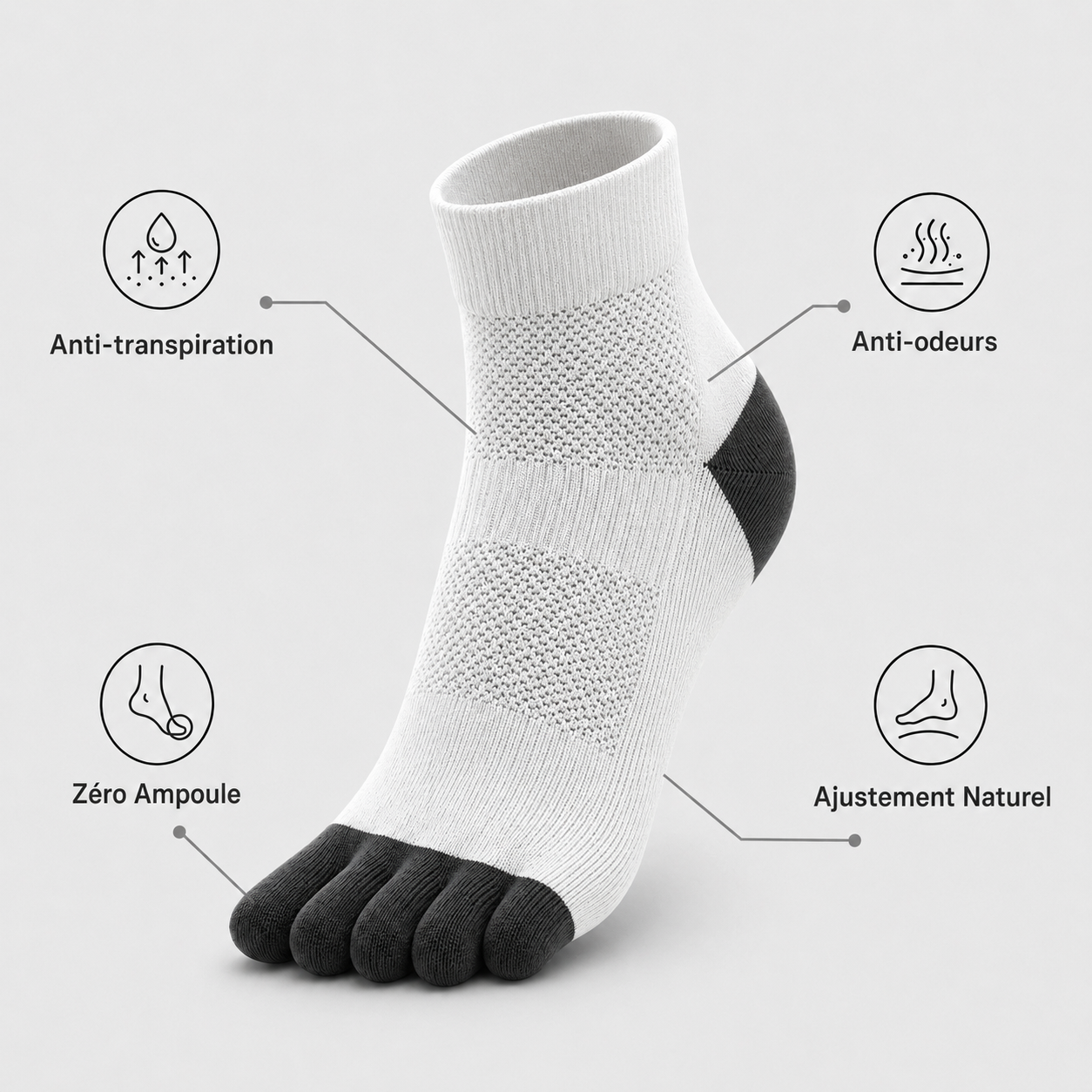 PureStride™ | Chaussettes Running Anti-Frottement Sport (Maintien Renforcé)