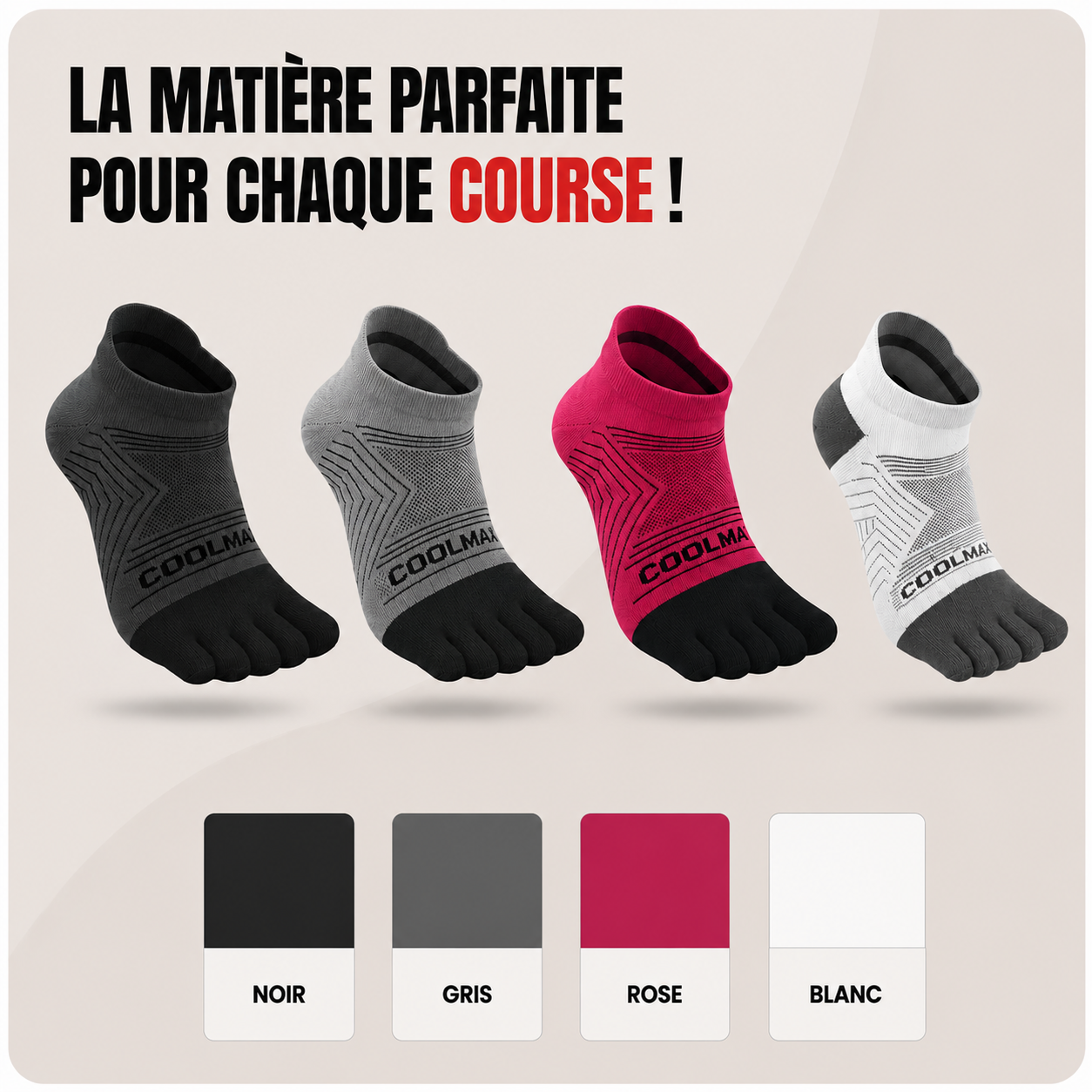 PureStride™ | Chaussettes technologie Coolmax anti ampoules